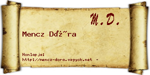 Mencz Dóra névjegykártya
